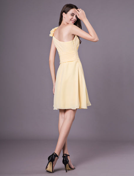 Short One Shoulder Chiffon Wedding Party Bridesmaid Dresses