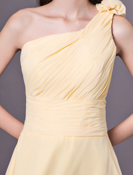 Short One Shoulder Chiffon Wedding Party Bridesmaid Dresses
