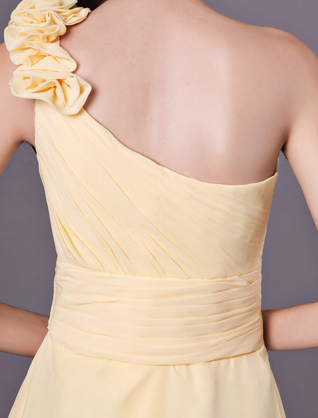 Short One Shoulder Chiffon Wedding Party Bridesmaid Dresses