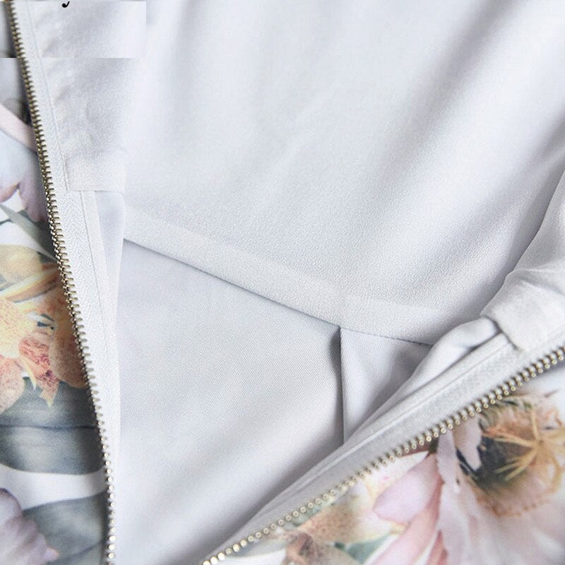 Short Sleeve Flower Print High Waist Short Dress