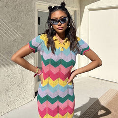 Short Sleeve Slim Fit Hip Knit Dress