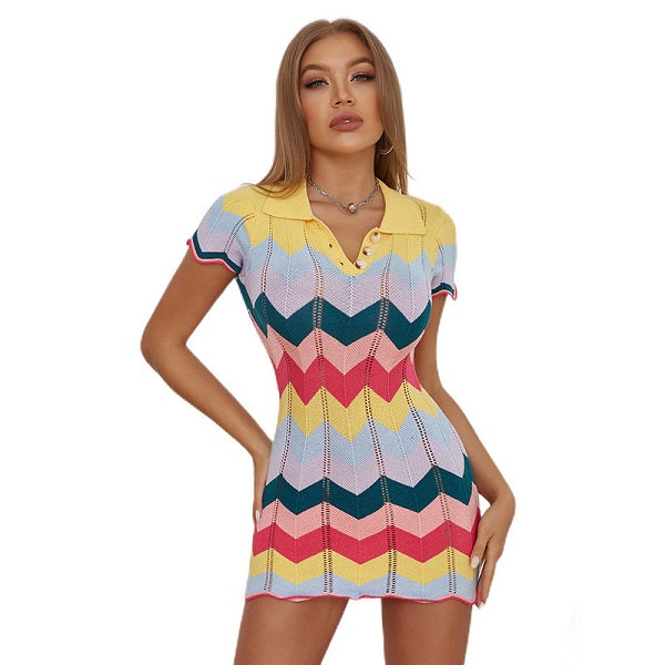 Short Sleeve Slim Fit Hip Knit Dress