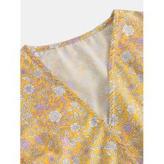 Short Sleeve V-neck High Low Hem Bandage Print Maxi Dress
