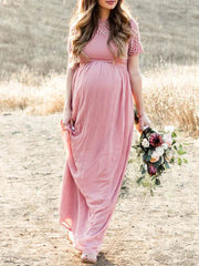 Short Sleeves Jewel Studded  Asymmetrical Floor Length Maxi Dresses