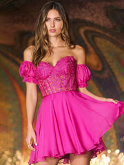 Short Sweetheart Neck Lace Charming With Homecoming Dress