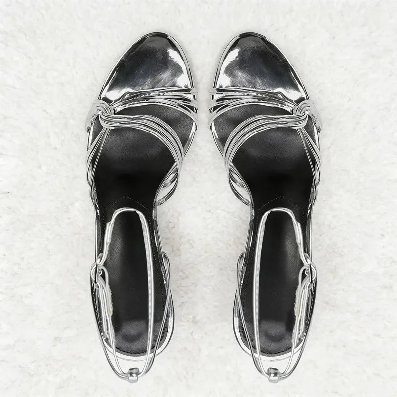 Silver Ankle Strap High Heel