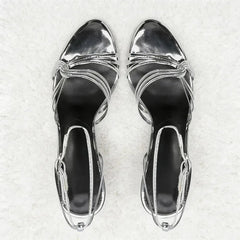 Silver Ankle Strap High Heel