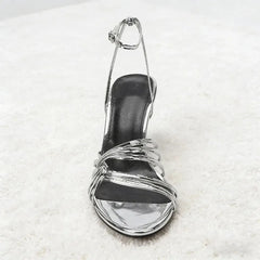 Silver Ankle Strap High Heel