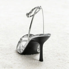 Silver Ankle Strap High Heel