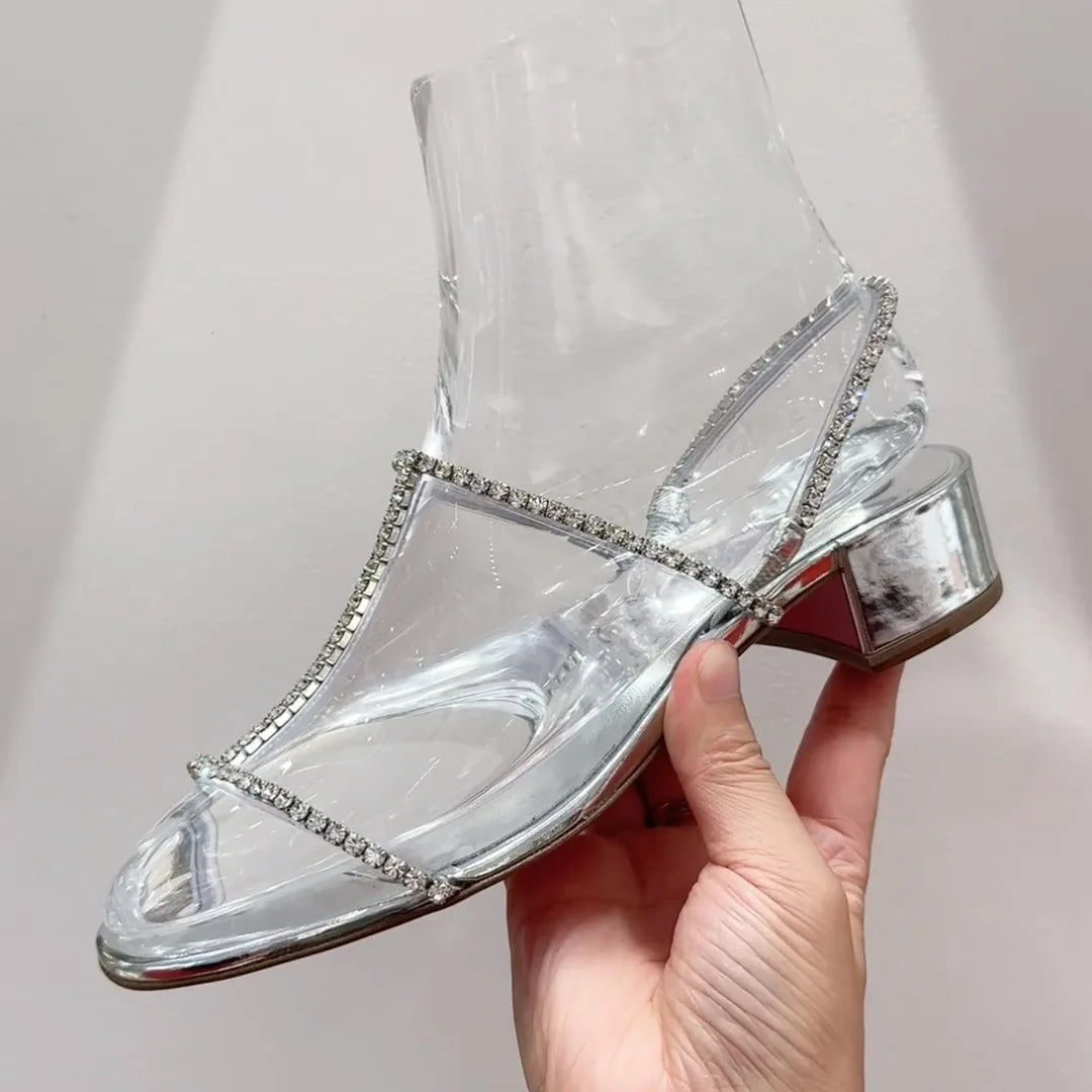 Silver Rhinestone Narrow Band Heel
