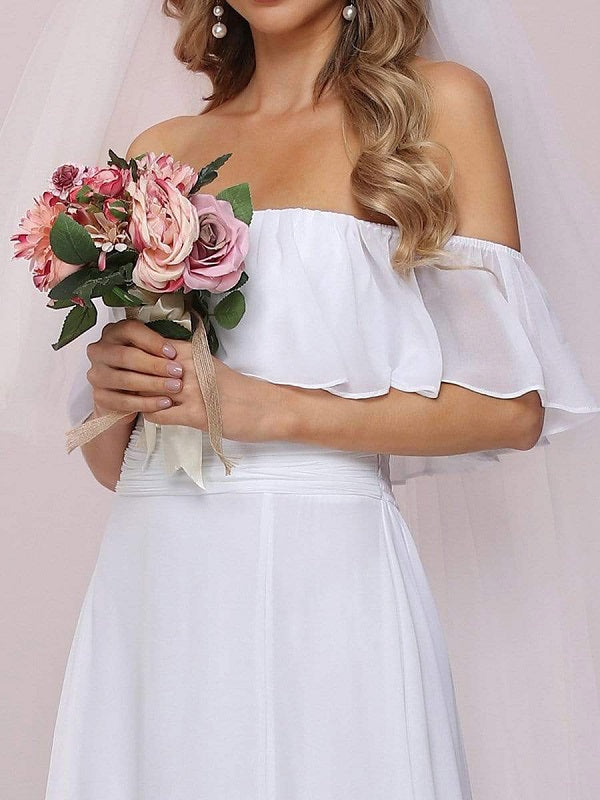 Simple Dress Sleeveless Split Front A-Line Long Bridal Gowns