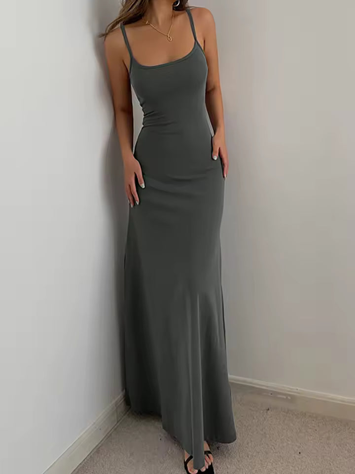 Simple Temperament Suspender Long Backless Slim Waisted Sweet And Spicy Casual Dresses