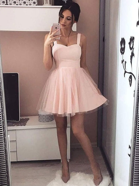 Skater Dress Short Tulle Straps Flared Dress