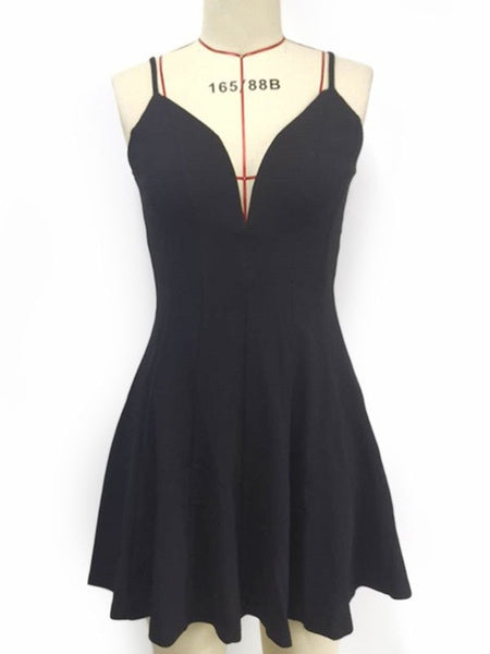 Skater Dresses V Neck Backless Fit Dress
