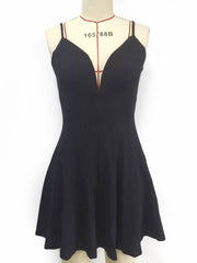 Skater Dresses V Neck Backless Fit Dress
