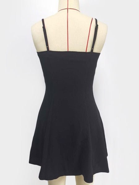Skater Dresses V Neck Backless Fit Dress