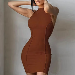 Sleeveless Cutout Beach Party Club Streetwear Tank Mini Bodycon Dress
