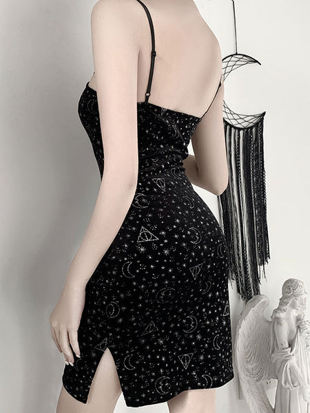 Sleeveless Galaxy Geometric Velour Bodycon Short Dress
