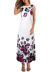 Sleeveless Jewel Neck Polyester Long Maxi Dress