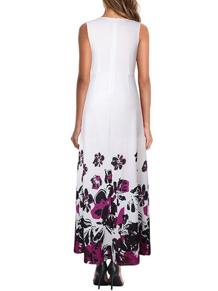 Sleeveless Jewel Neck Polyester Long Maxi Dress