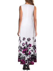 Sleeveless Jewel Neck Polyester Long Maxi Dress