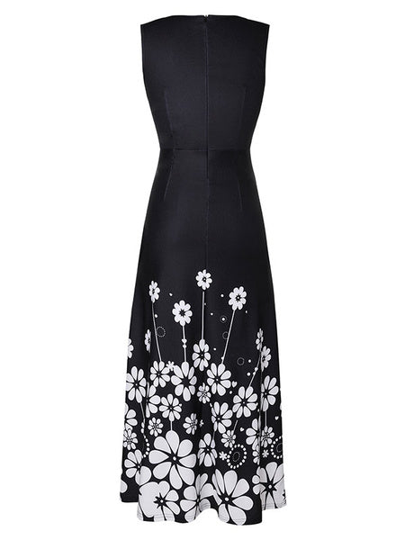 Sleeveless Jewel Neck Polyester Long Maxi Dress