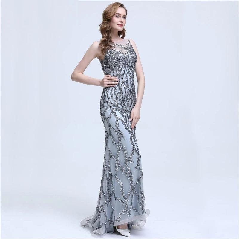 Sleeveless Mermaid Sparkly Evening Dress
