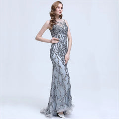 Sleeveless Mermaid Sparkly Evening Dress