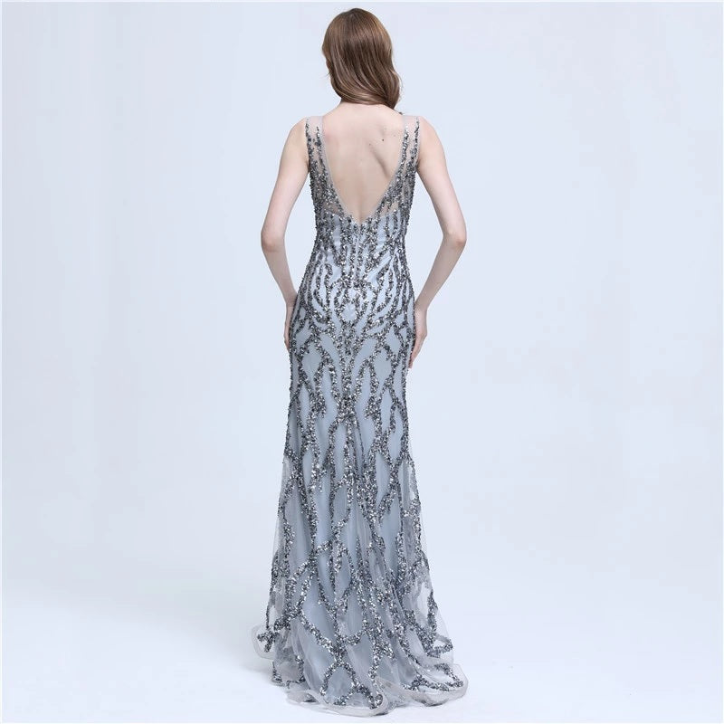 Sleeveless Mermaid Sparkly Evening Dress