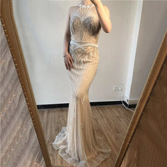 Sleeveless Off Shoulder Beading Evening Dresses