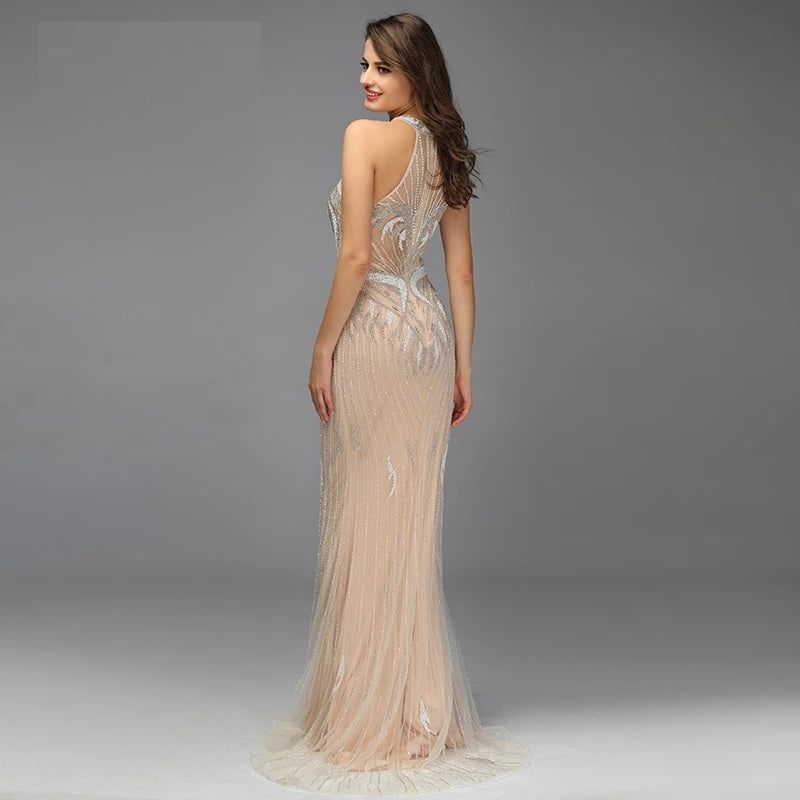 Sleeveless Off Shoulder Beading Evening Dresses