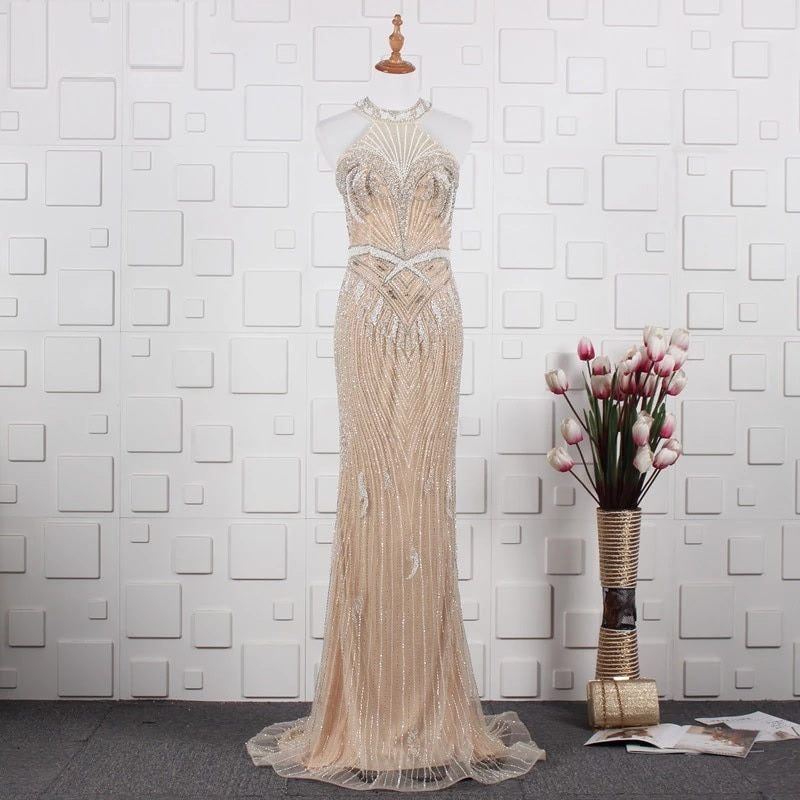 Sleeveless Off Shoulder Beading Evening Dresses
