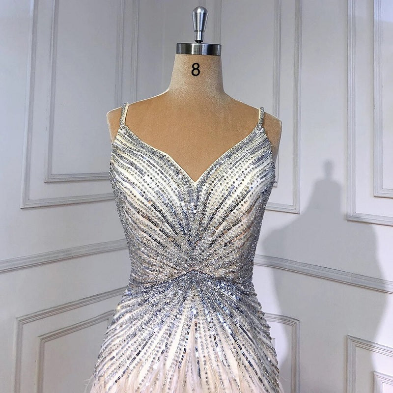 Sleeveless Beading Feathers Party Short Dress