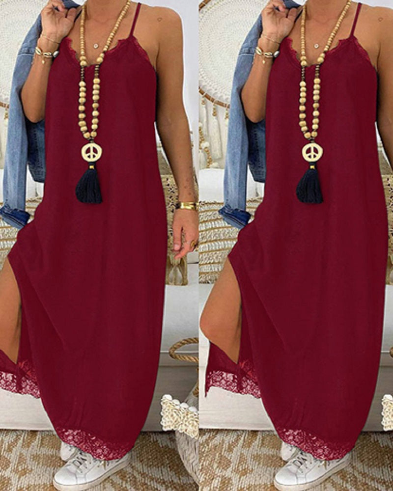 Sleeveless Spaghetti Straps Maxi Dress