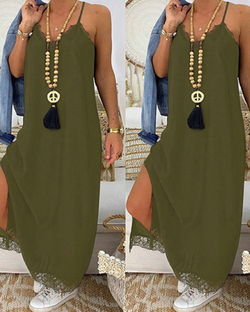 Sleeveless Spaghetti Straps Maxi Dress
