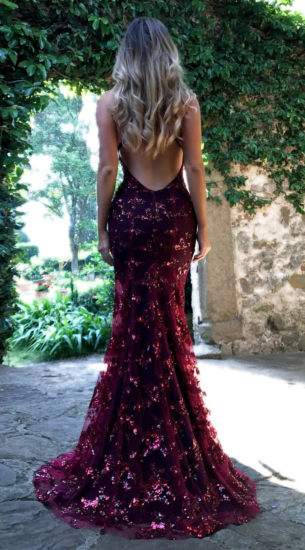 Sleeveless Straps Glitter Sequins Backless Long Maxi Dress