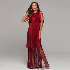 Sleeveless Tassel Night Out Party Bandage Dress