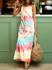 Sleeveless Tie Dye Maxi Dress