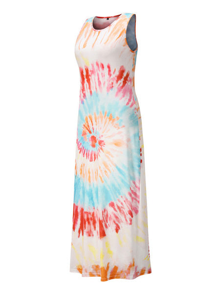 Sleeveless Tie Dye Maxi Dress