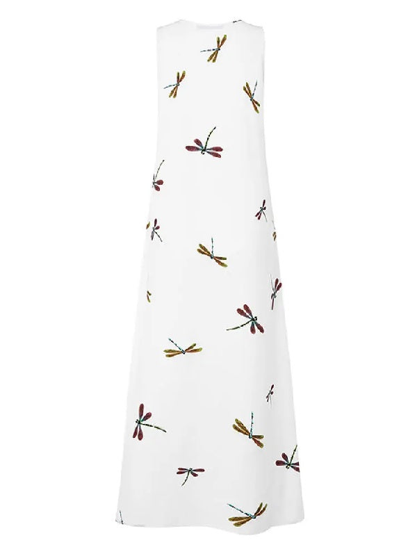 Sleeveless V-neck Floral Print Maxi Dress