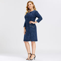 Casual O-Neck Zippers Slim Fit Shoulder Pads Street Wear Dress