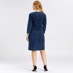 Casual O-Neck Zippers Slim Fit Shoulder Pads Street Wear Dress