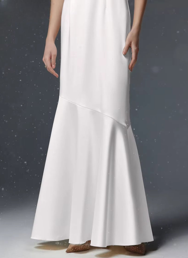 Slim Satin Strap Sleeveless Solid Elegant Classic Ankle Length Dresses