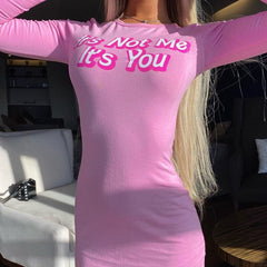 Slim letter printing casual tight dress