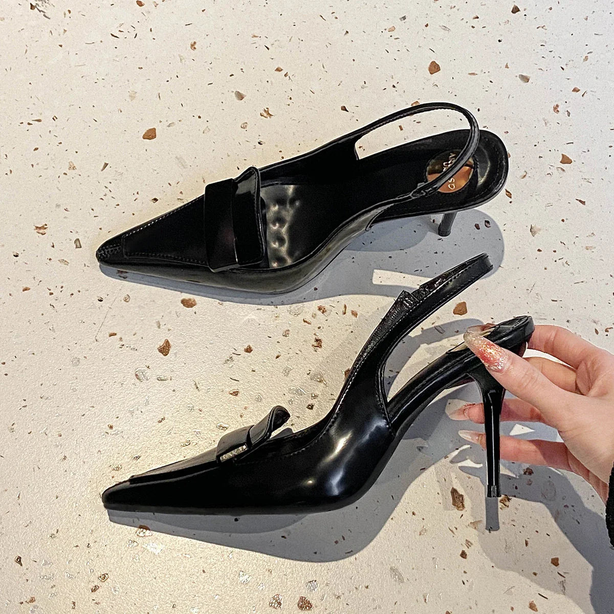 Slingbacks Luxury Sensation Outerwear Mesh Fairy Feel Square Head Elegant Backless Crossbody Shoes