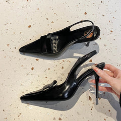 Slingbacks Luxury Sensation Outerwear Mesh Fairy Feel Square Head Elegant Backless Crossbody Shoes