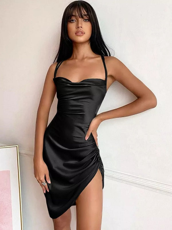 Solid Casual Hollow Out Bodycon Backless Dress