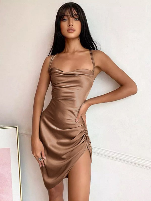 Solid Casual Hollow Out Bodycon Backless Dress