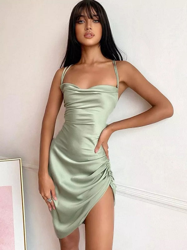 Solid Casual Hollow Out Bodycon Backless Dress