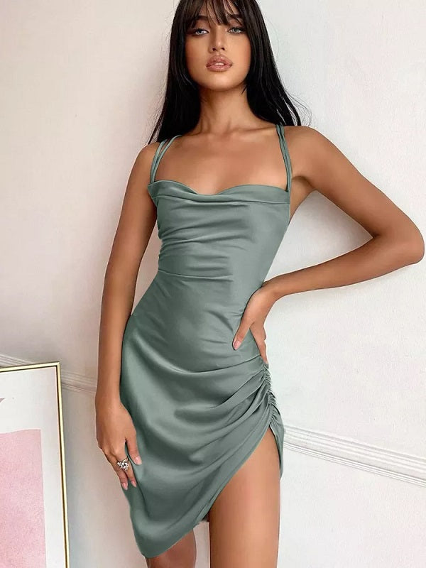 Solid Casual Hollow Out Bodycon Backless Dress
